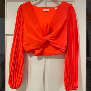 A.L.C. Cropped Coral Tie Top